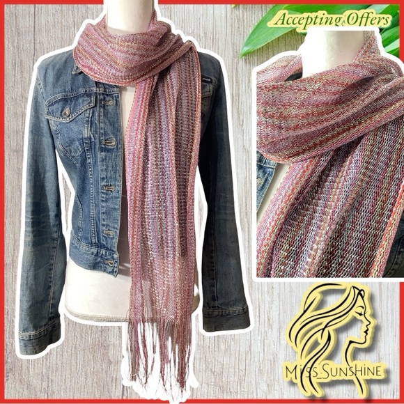 Lightweight - sparkle - statement - multicolor - summer - fringe - spring scarf - Picture 1 of 5